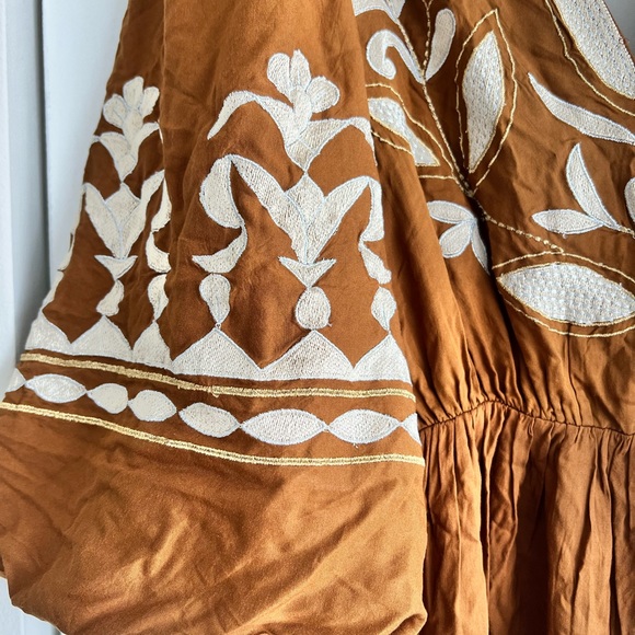 Anthropologie Boho Maxi Dress NWT Rich Brown Embroidered So Perfect & Stunning! - Picture 11 of 12